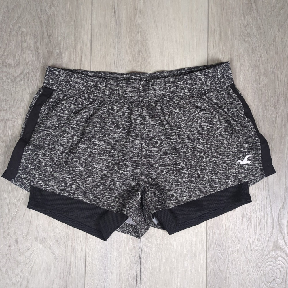 Hollister Micro Shorts Womens Small Heather Gray Black Stripe 2" Inseam Lined